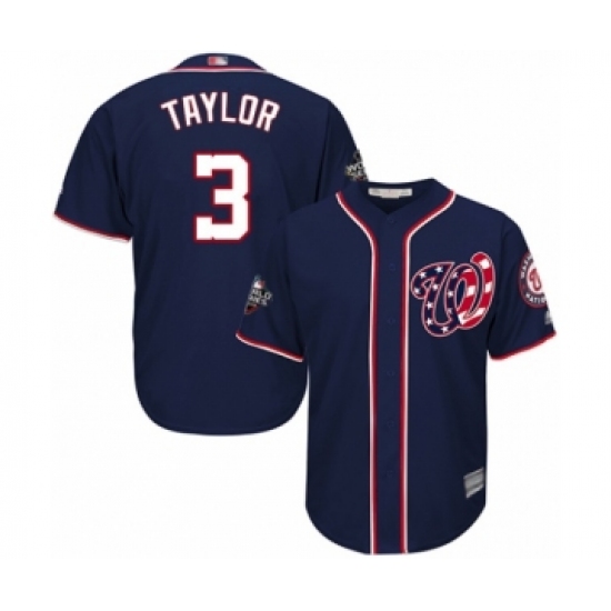 Youth Washington Nationals 3 Michael Taylor Authentic Navy Blue Alternate 2 Cool Base 2019 World Series Bound Baseball Jersey