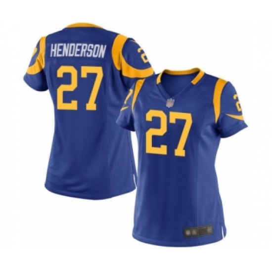 Women's Los Angeles Rams 27 Darrell Henderson Game Royal Blue Alternate Football Jersey