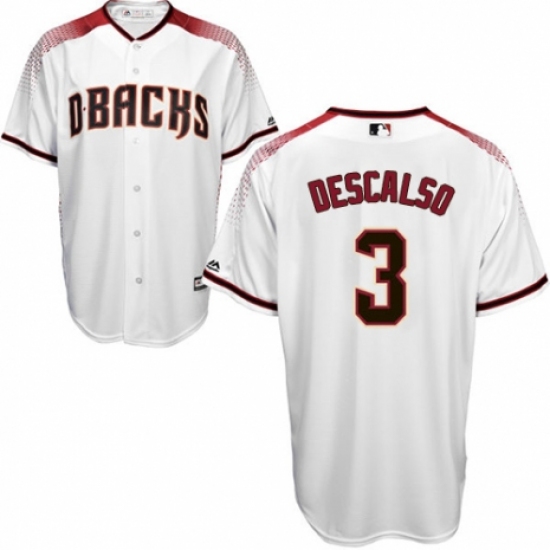 Men's Majestic Arizona Diamondbacks 3 Daniel Descalso Replica White Home Cool Base MLB Jersey