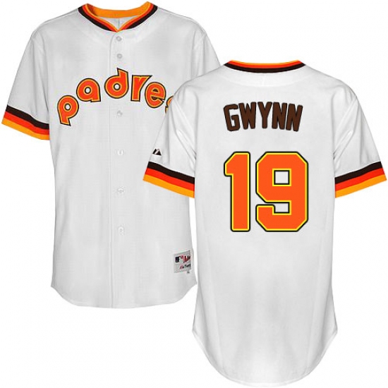 Men's Majestic San Diego Padres 19 Tony Gwynn Authentic White 1984 Turn Back The Clock MLB Jersey