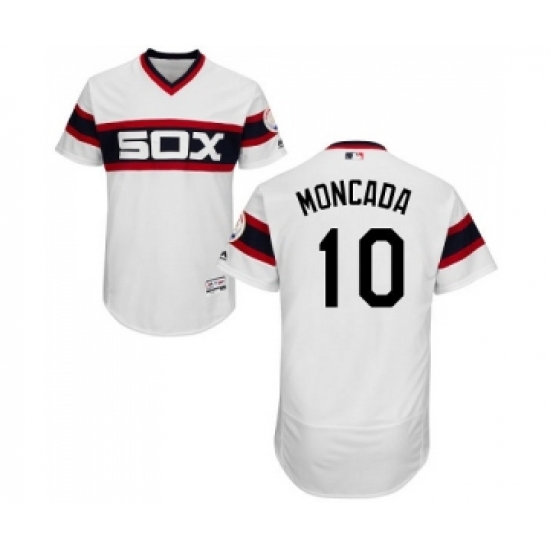 Men's Majestic Chicago White Sox 10 Yoan Moncada White Alternate Flex Base Authentic Collection MLB Jerseys