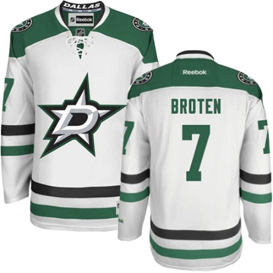 Men's Reebok Dallas Stars 7 Neal Broten Authentic White Away NHL Jersey