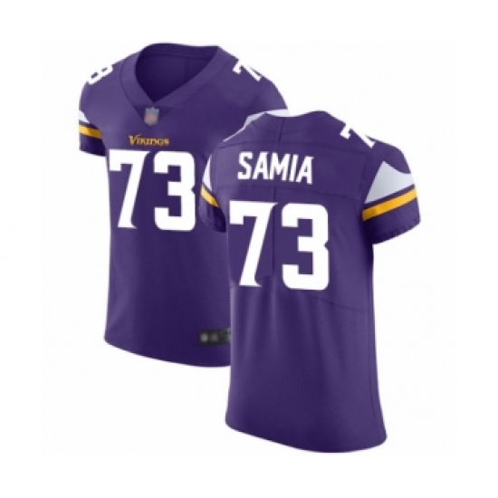 Men's Minnesota Vikings 73 Dru Samia Purple Team Color Vapor Untouchable Elite Player Football Jersey