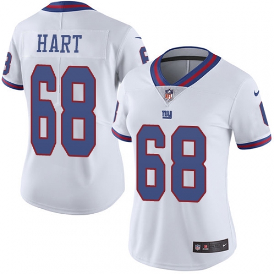 Women's Nike New York Giants 68 Bobby Hart Limited White Rush Vapor Untouchable NFL Jersey