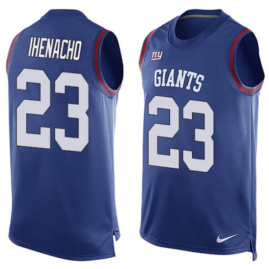 Men's Nike New York Giants 23 Duke Ihenacho Limited Royal Blue Player Name & Number Tank Top NFL Jersey