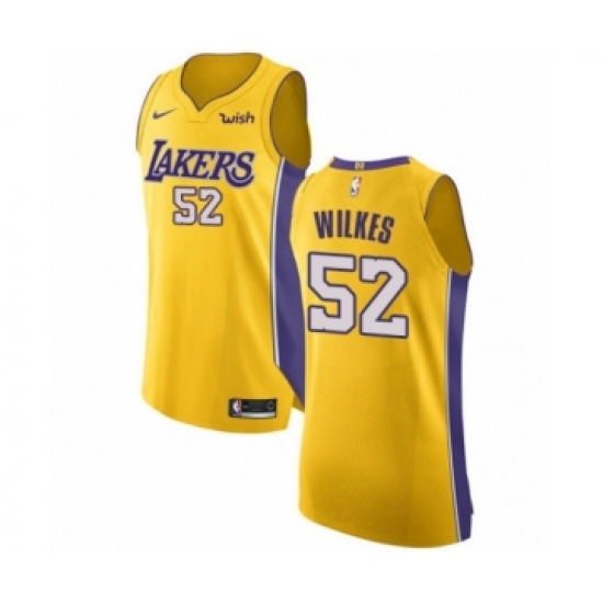 Men's Los Angeles Lakers 52 Jamaal Wilkes Authentic Gold Home Basketball Jersey - Icon Edition