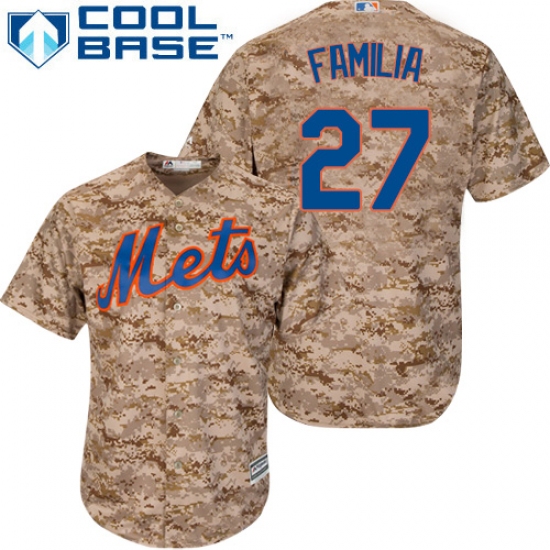 Men's Majestic New York Mets 27 Jeurys Familia Authentic Camo Alternate Cool Base MLB Jersey