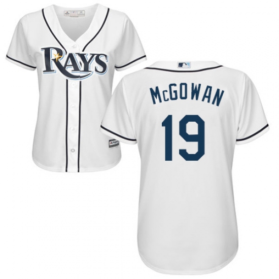 Women's Majestic Tampa Bay Rays 19 Dustin McGowan Replica White Home Cool Base MLB Jersey