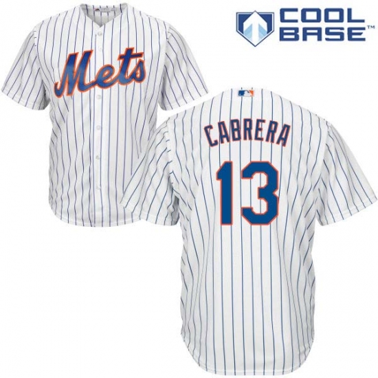 Men's Majestic New York Mets 13 Asdrubal Cabrera Replica White Home Cool Base MLB Jersey