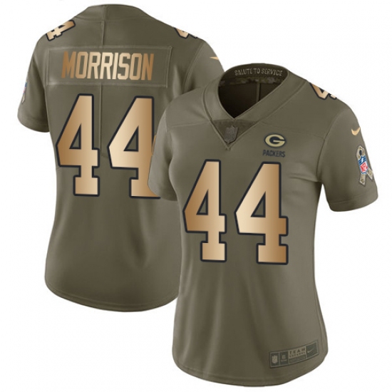 Women's Nike Green Bay Packers 44 Antonio Morrison Limited Olive Gold 2017 Salute to Service NFL Jersey