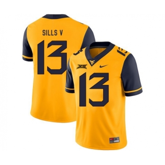 West Virginia Mountaineers 13 David Sills V Gold College Football Jersey