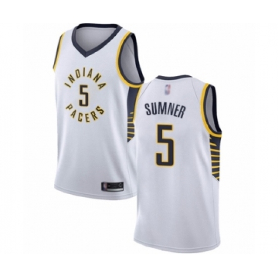 Men's Indiana Pacers 5 Edmond Sumner Authentic White Basketball Jersey - Association Edition