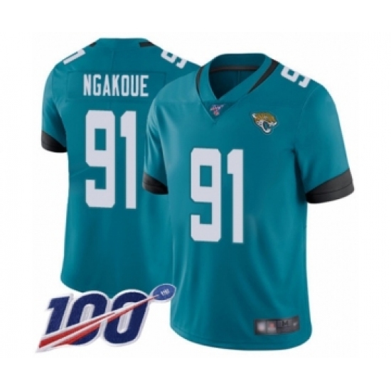 Men's Jacksonville Jaguars 91 Yannick Ngakoue Teal Green Alternate Vapor Untouchable Limited Player 100th Season Football Jersey