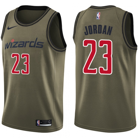 Men's Nike Washington Wizards 23 Michael Jordan Green Salute to Service NBA Swingman Jersey