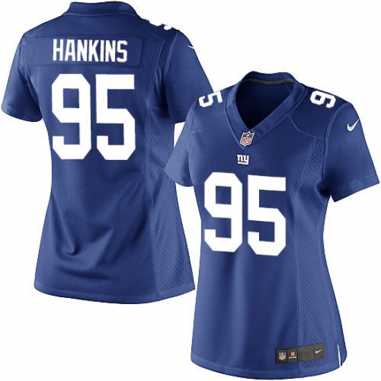 Women's Nike New York Giants 95 Johnathan Hankins Elite Royal Blue Jersey