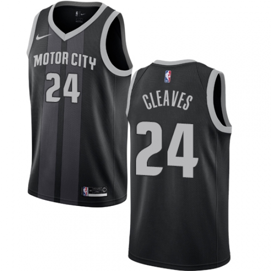 Men's Nike Detroit Pistons 24 Mateen Cleaves Swingman Black NBA Jersey - City Edition