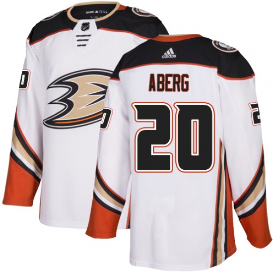 Men's Adidas Anaheim Ducks 20 Pontus Aberg White Road Authentic Stitched NHL Jersey