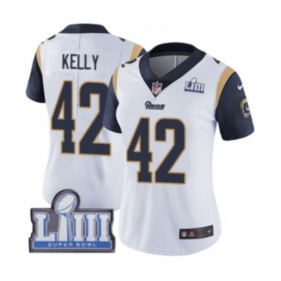 Women's Nike Los Angeles Rams 42 John Kelly White Vapor Untouchable Limited Player Super Bowl LIII Bound NFL Jersey