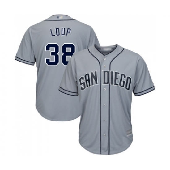 Men's San Diego Padres 38 Aaron Loup Replica Grey Road Cool Base Baseball Jersey