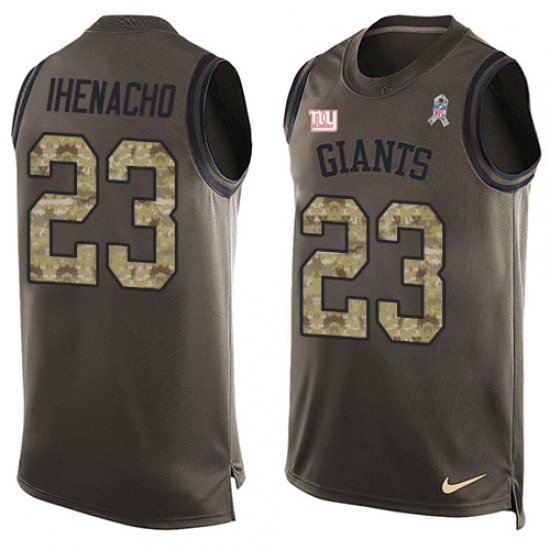 Men's Nike New York Giants 23 Duke Ihenacho Limited Green Salute to Service Tank Top NFL Jersey