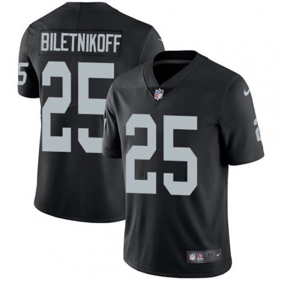 Men's Nike Oakland Raiders 25 Fred Biletnikoff Black Team Color Vapor Untouchable Limited Player NFL Jersey