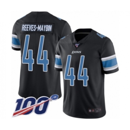 Men's Detroit Lions 44 Jalen Reeves-Maybin Limited Black Rush Vapor Untouchable 100th Season Football Jersey