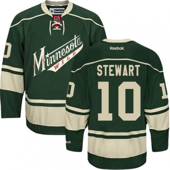 Men's Reebok Minnesota Wild 10 Chris Stewart Premier Green Third NHL Jersey