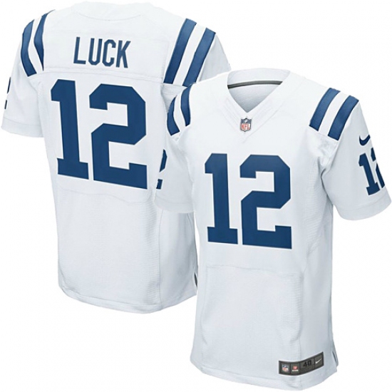 Men's Nike Indianapolis Colts 12 Andrew Luck Elite White NFL Jersey