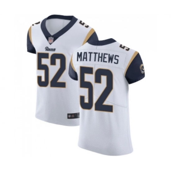 Men's Los Angeles Rams 52 Clay Matthews White Vapor Untouchable Elite Player Football Jersey