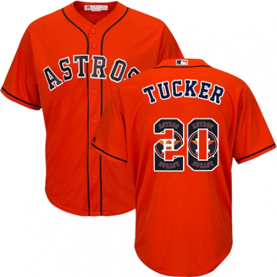 Men's Majestic Houston Astros 20 Preston Tucker Authentic Orange Team Logo Fashion Cool Base MLB Jersey