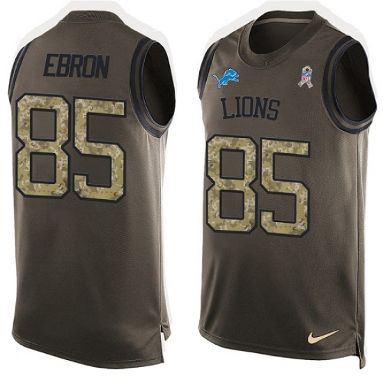 Men's Nike Detroit Lions 85 Eric Ebron Limited Green Salute to Service Tank Top NFL Jersey