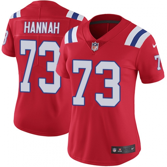 Women's Nike New England Patriots 73 John Hannah Red Alternate Vapor Untouchable Limited Player NFL Jersey