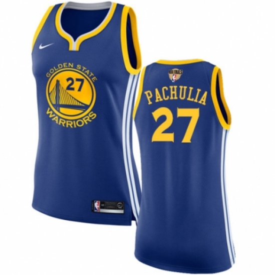 Women's Nike Golden State Warriors 27 Zaza Pachulia Swingman Royal Blue Road 2018 NBA Finals Bound NBA Jersey - Icon Edition