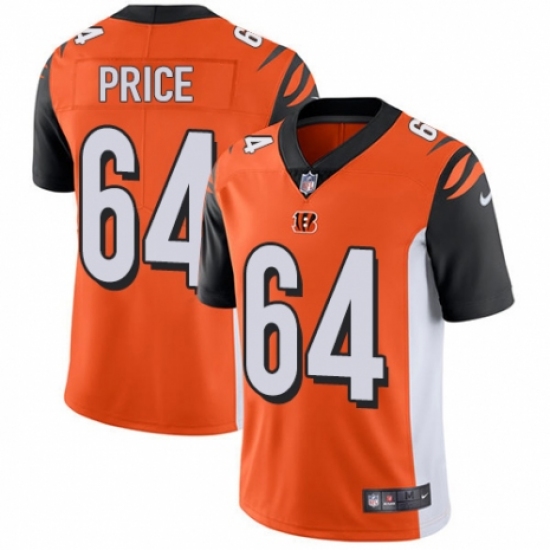 Youth Nike Cincinnati Bengals 64 Billy Price Orange Alternate Vapor Untouchable Limited Player NFL Jersey