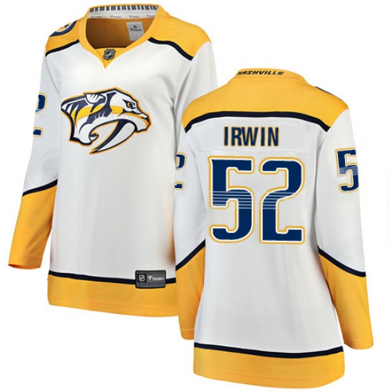 Women's Nashville Predators 52 Matt Irwin Fanatics Branded White Away Breakaway NHL Jersey