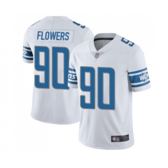 Men's Detroit Lions 90 Trey Flowers White Vapor Untouchable Limited Player Football Jersey