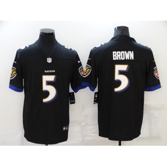 Men's Baltimore Ravens 5 Marquise Brown Nike Black Limited Player Jersey