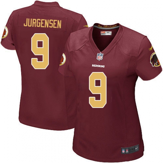 Women's Nike Washington Redskins 9 Sonny Jurgensen Game Burgundy Red/Gold Number Alternate 80TH Anniversary NFL Jersey