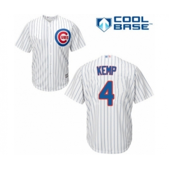 Youth Chicago Cubs 4 Tony Kemp Authentic White Home Cool Base Baseball Player Jersey