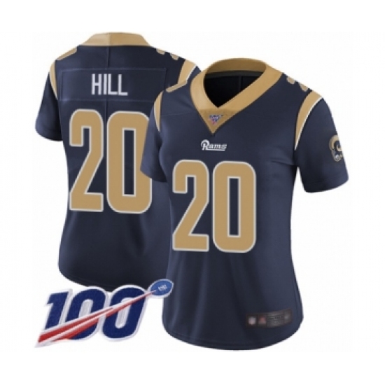 Women's Los Angeles Rams 20 Troy Hill Navy Blue Team Color Vapor Untouchable Limited Player 100th Season Football Jersey