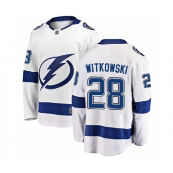 Men's Tampa Bay Lightning 28 Luke Witkowski Fanatics Branded White Away Breakaway Hockey Jersey