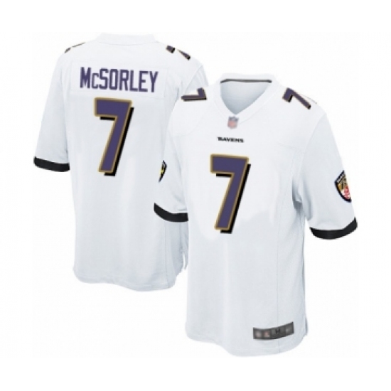 Men's Baltimore Ravens 7 Trace McSorley Game White Football Jersey