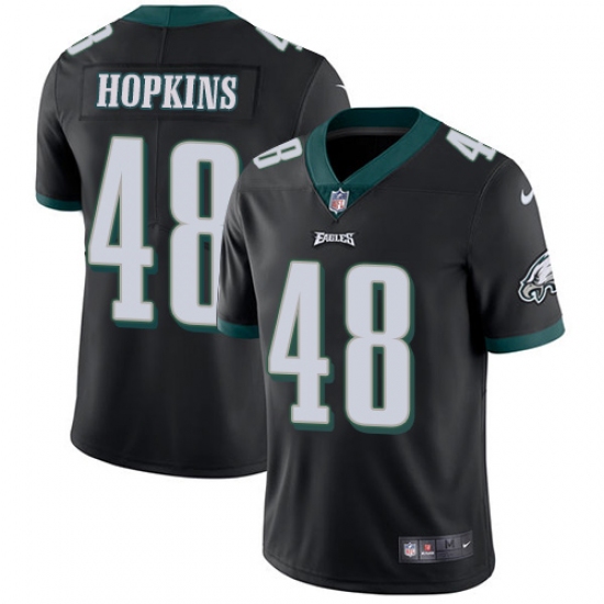 Men's Nike Philadelphia Eagles 48 Wes Hopkins Black Alternate Vapor Untouchable Limited Player NFL Jersey