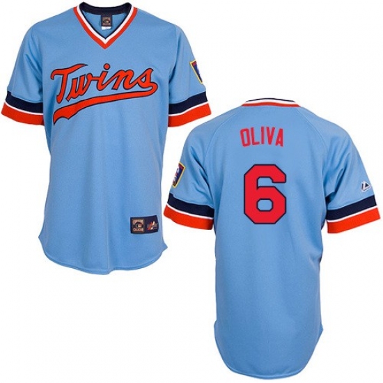 Men's Majestic Minnesota Twins 6 Tony Oliva Replica Light Blue Cooperstown Throwback MLB Jersey