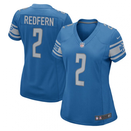 Women's Nike Detroit Lions 2 Kasey Redfern Game Blue Team Color NFL Jersey