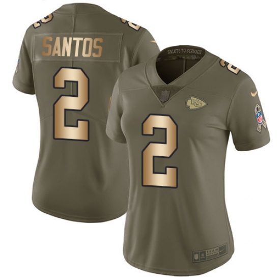 Women's Nike Kansas City Chiefs 2 Cairo Santos Limited Olive Gold 2017 Salute to Service NFL Jersey