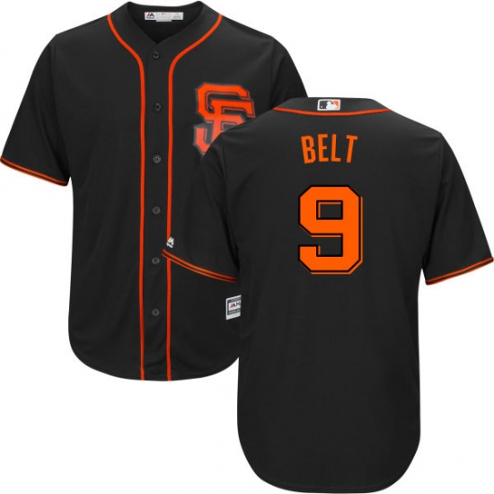 Men's Majestic San Francisco Giants 9 Brandon Belt Replica Black Alternate Cool Base MLB Jersey