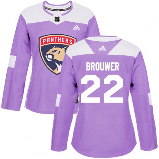 Women's Adidas Florida Panthers 22 Troy Brouwer Authentic Purple Fights Cancer Practice NHL Jersey