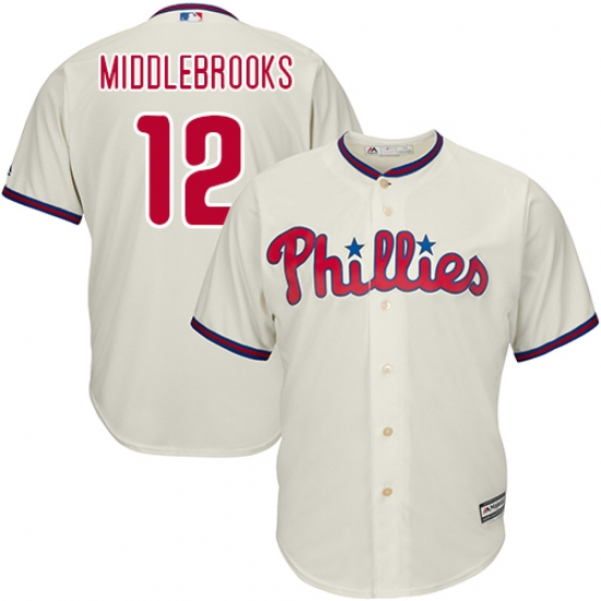 Men's Majestic Philadelphia Phillies 12 Will Middlebrooks Replica Cream Alternate Cool Base MLB Jersey