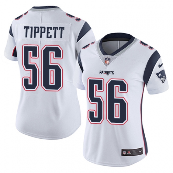 Women's Nike New England Patriots 56 Andre Tippett White Vapor Untouchable Limited Player NFL Jersey